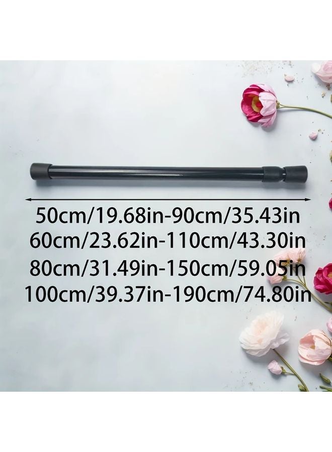 Black Telescopic Shower Curtain Rod No Drill Installation 50cm To 90cm Adjustable - Image 3